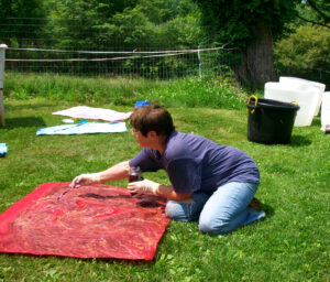 Painting dye accents on Sunburst at the end