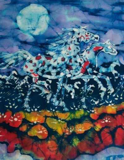 Horses Prance in Light of the Summer Moon | Batik by Carol Law Conklin