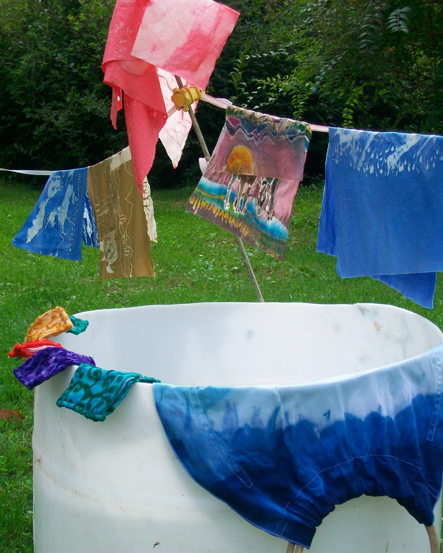 tub and clothes line with new batik
