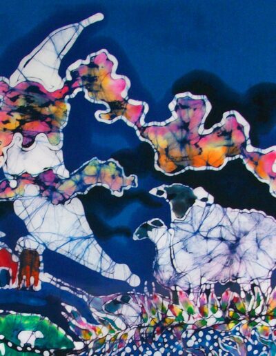 Sheep in Moonlight While All Else Sleep | Batik by Carol Law Conklin